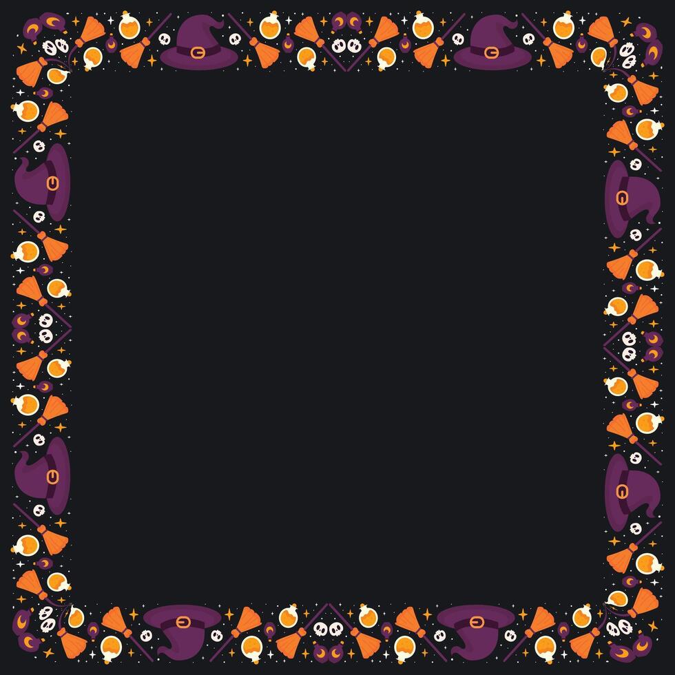 Hand drawn halloween frame template design vector