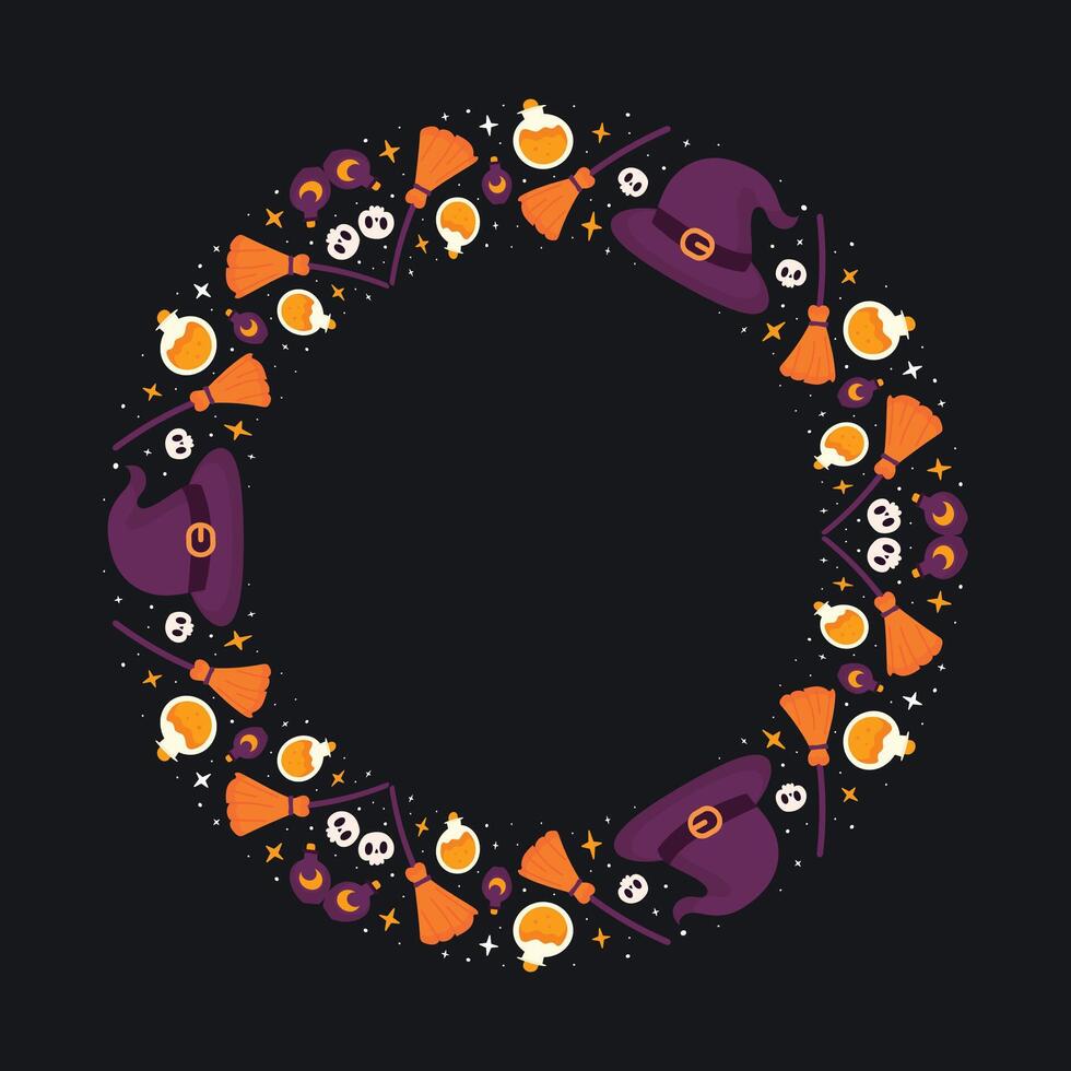 Hand drawn halloween frame template design vector