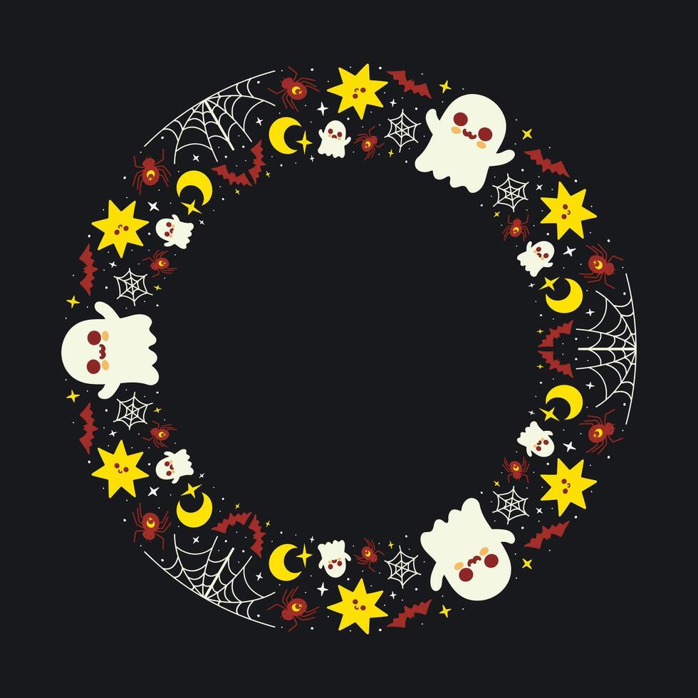 Hand drawn halloween frame template design vector