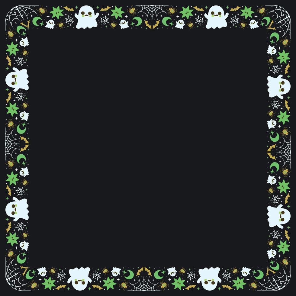 Hand drawn halloween frame template design vector