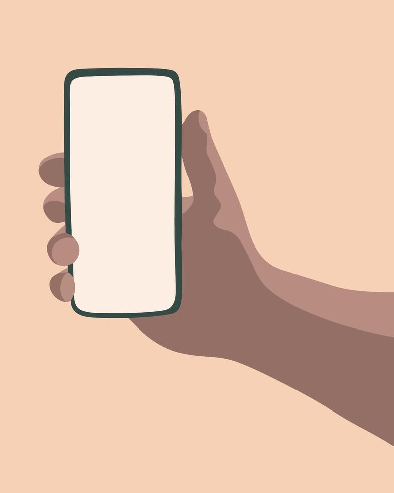 Illustration of mobile phone in hand. vector