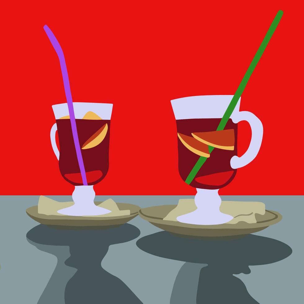 Illustration of two servings of mulled wine. vector