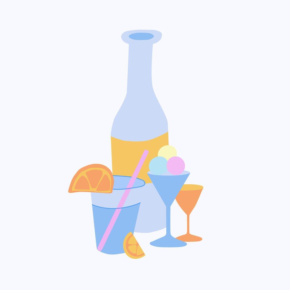 Still life with summer drinks and ice cream. vector