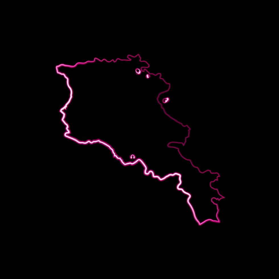 Illustration of Armenia map with neon effect. vector
