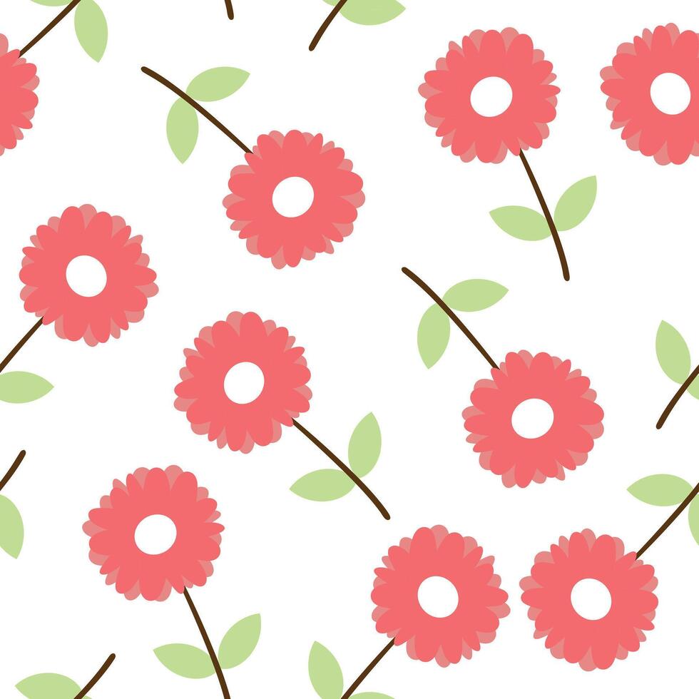 Seamless pattern with cute cartoon flowers, for fabric prints, textiles, gift wrapping paper. children's colorful , flat style vector
