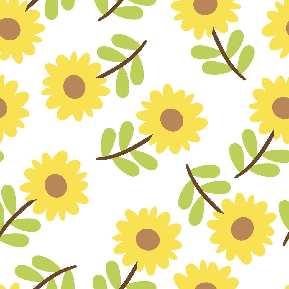 Seamless pattern with cartoon flowers, for fabric prints, textiles, gift wrapping paper. children's colorful , flat style vector