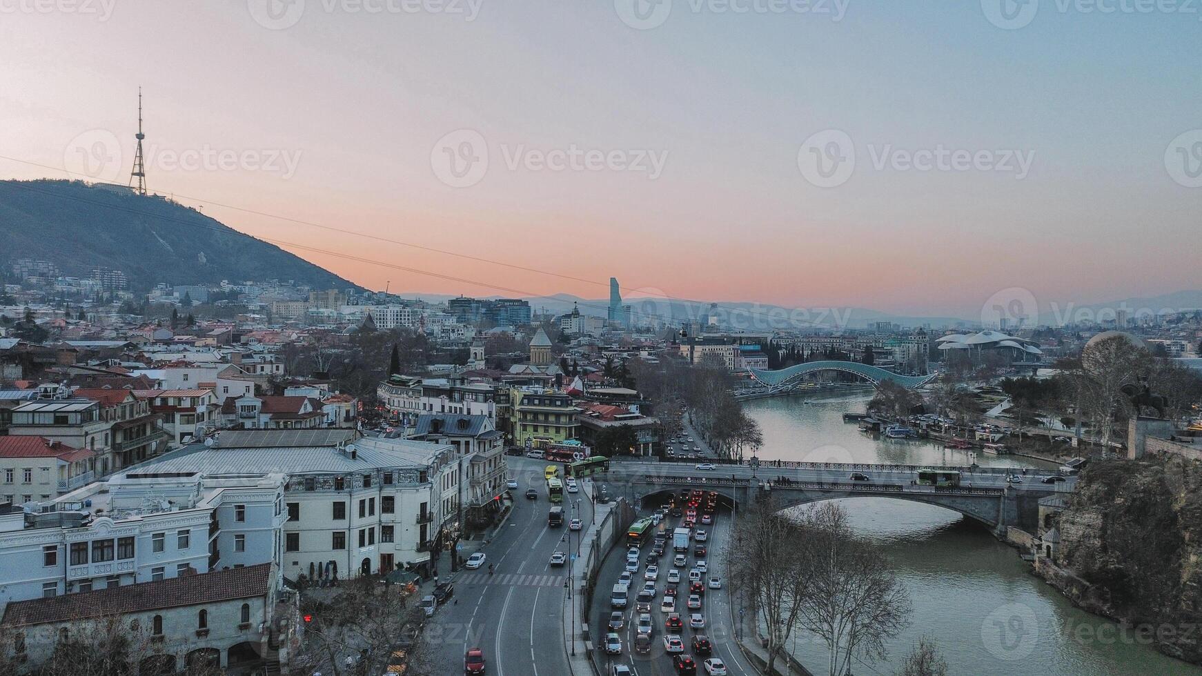 Old Tbilisi view with colorful houses photo