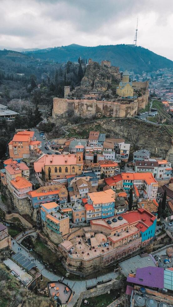 Old Tbilisi view with colorful houses photo