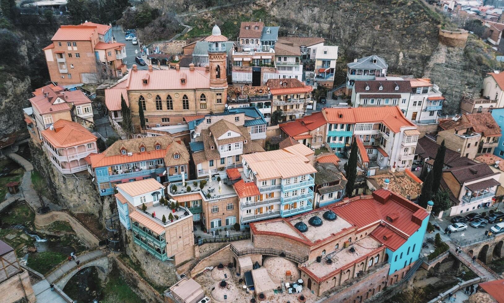 Old Tbilisi view with colorful houses photo