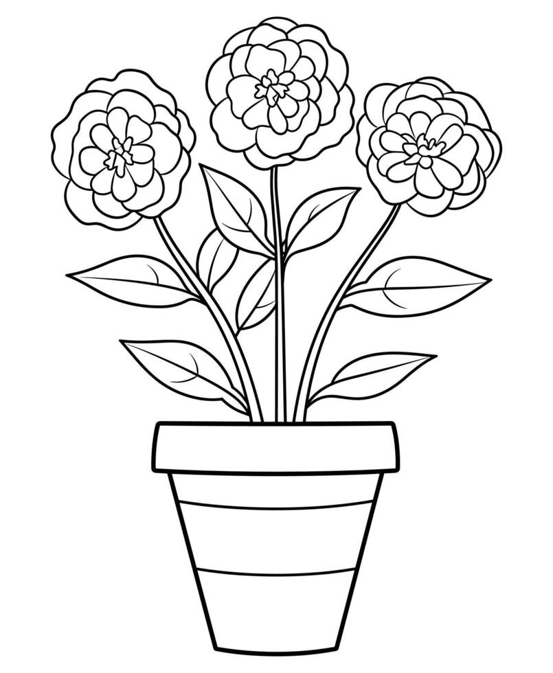 Kids coloring page featuring bloom peony flower coloring page vector