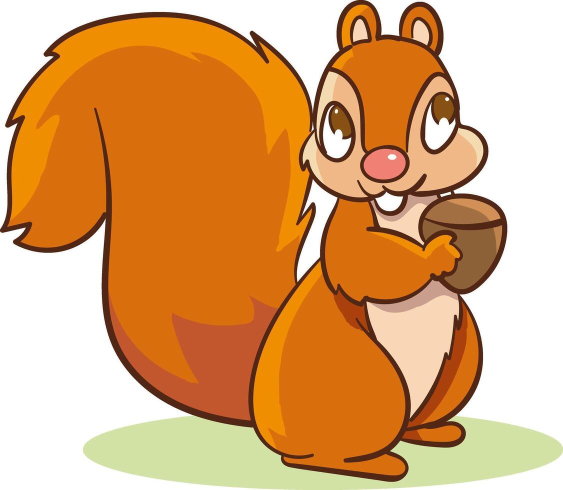 of cartoon squirrel illustration on white vector