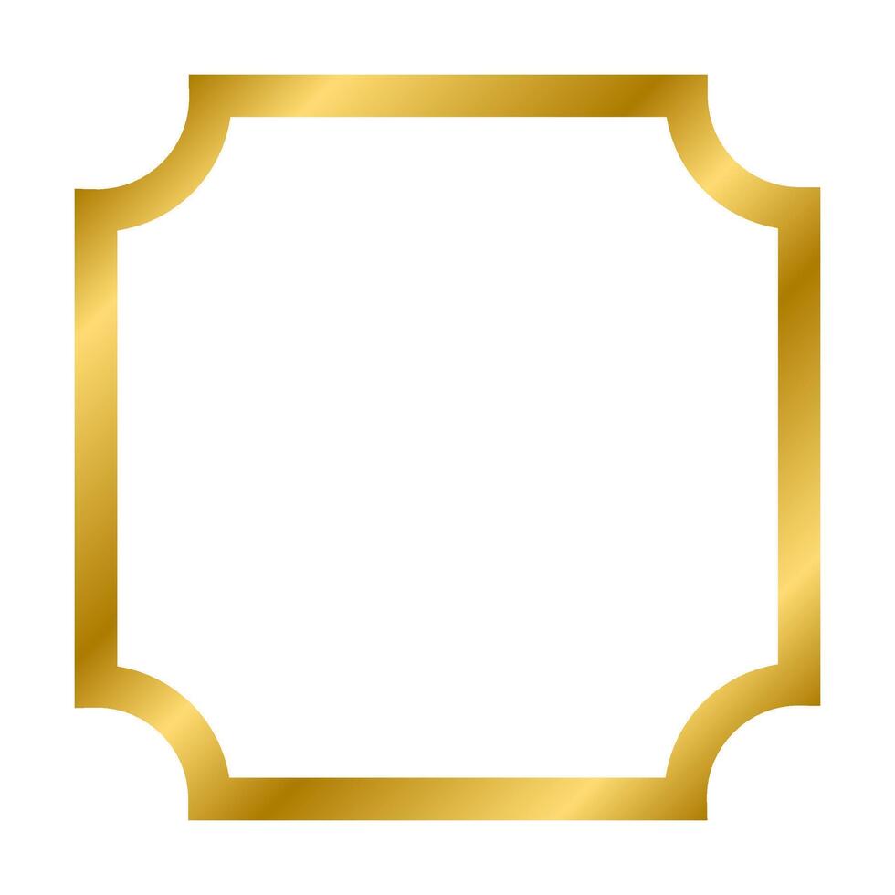 Gold shiny glowing vintage square frame with shadows isolated on white background. Gold realistic square border. illustration vector