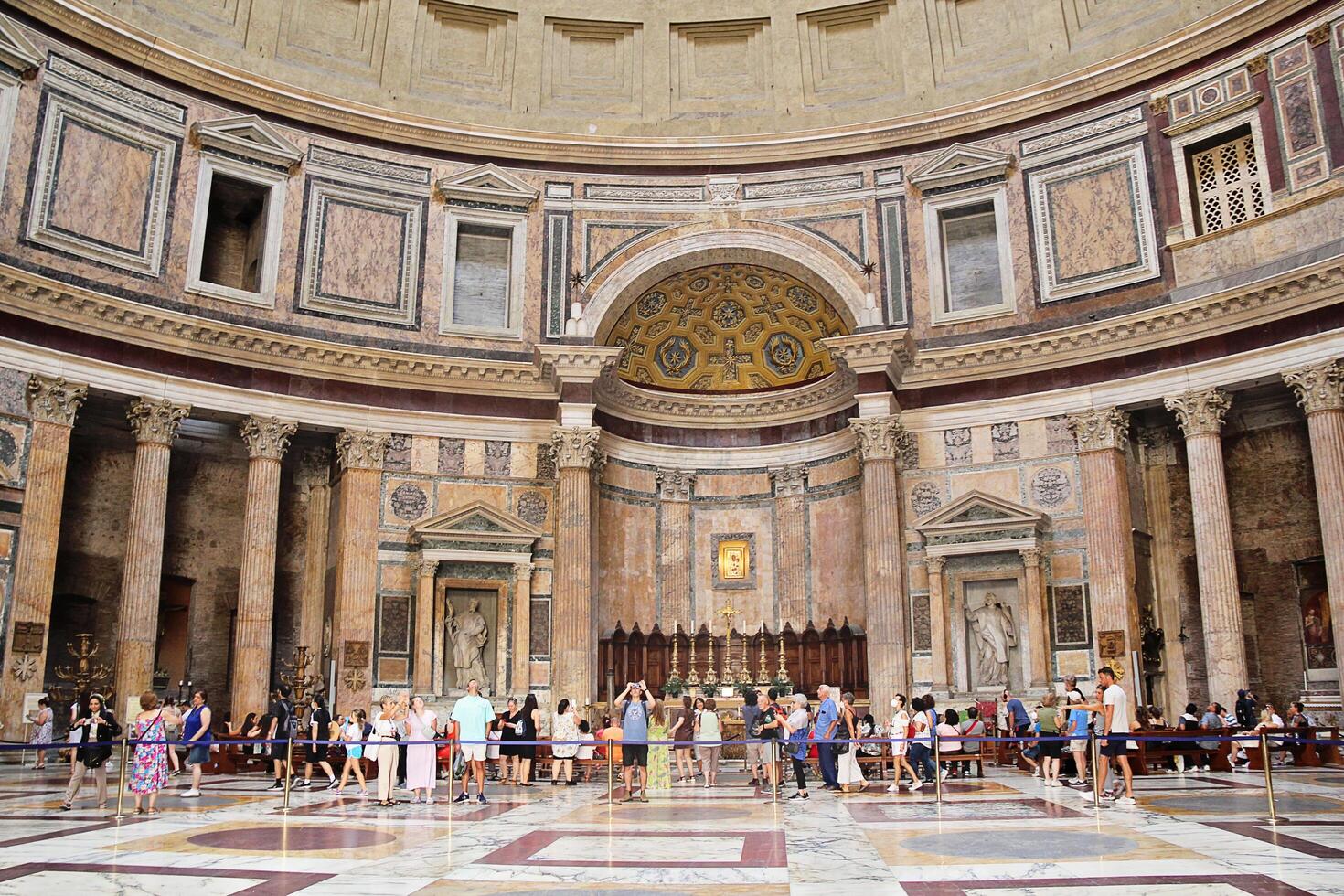Rome, Italy - September 14 2022 - Nice Pantheon Interior with People in Rome, Italy photo