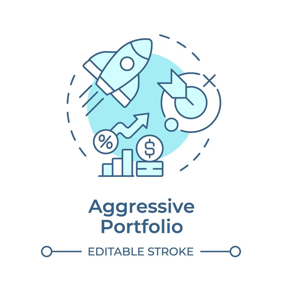 Aggressive portfolio soft blue concept icon. Interest rate, asset allocation. Round shape line illustration. Abstract idea. Graphic design. Easy to use in infographic, presentation vector