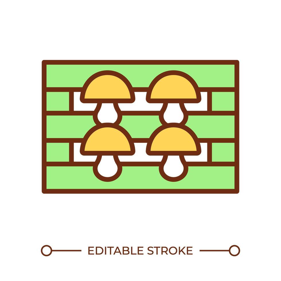 Indoor trays RGB color icon. Indoor mushroom cultivation. Farming techniques. Vertical farming. Fungiculture. Isolated illustration. Simple filled line drawing. Editable stroke vector