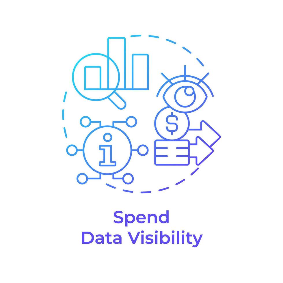 Spend data visibility blue gradient concept icon. Financial efficiency, operational costs. Round shape line illustration. Abstract idea. Graphic design. Easy to use in infographic, presentation vector