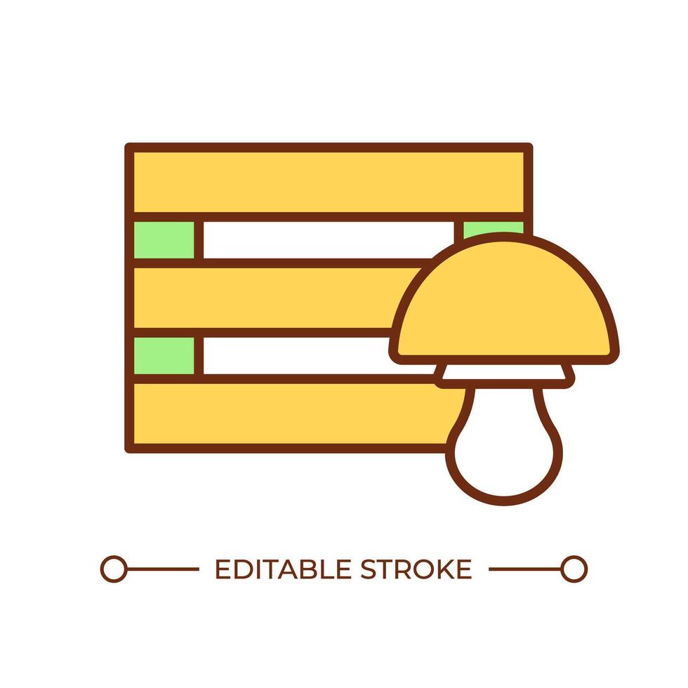 Box for mushrooms RGB color icon. Storage solutions. Mushroom harvesting. Storage for mushroom cultivation. Isolated illustration. Simple filled line drawing. Editable stroke vector