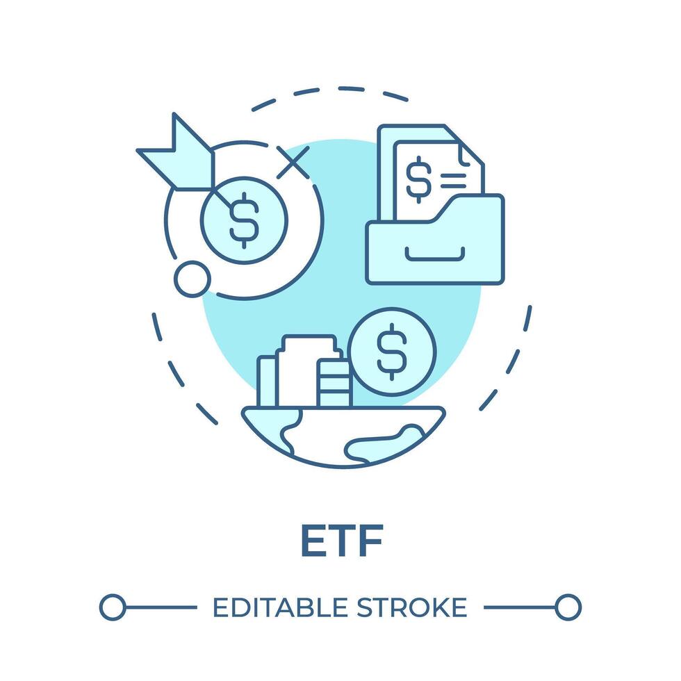 ETF soft blue concept icon. Financial diversification, stock market. Finance assets. Round shape line illustration. Abstract idea. Graphic design. Easy to use in infographic, presentation vector