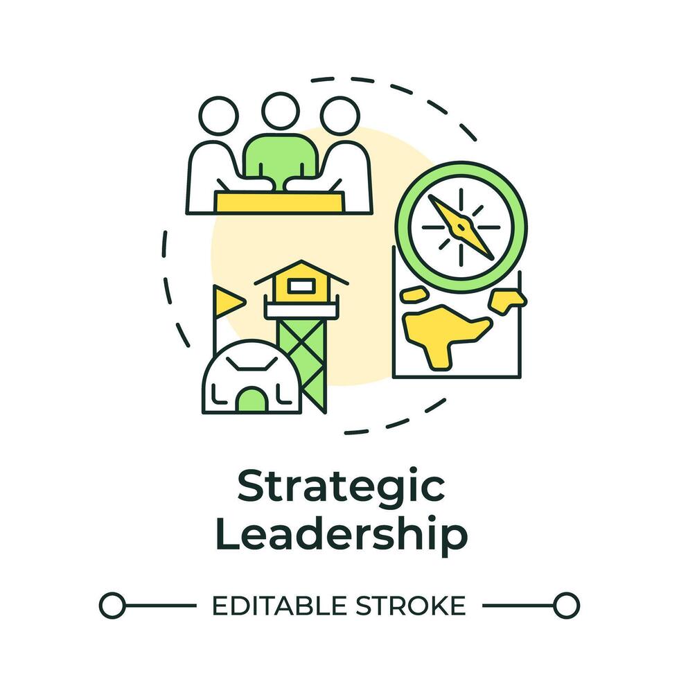 Strategic leadership multi color concept icon. Longterm planning, military command. Round shape line illustration. Abstract idea. Graphic design. Easy to use in infographic, presentation vector