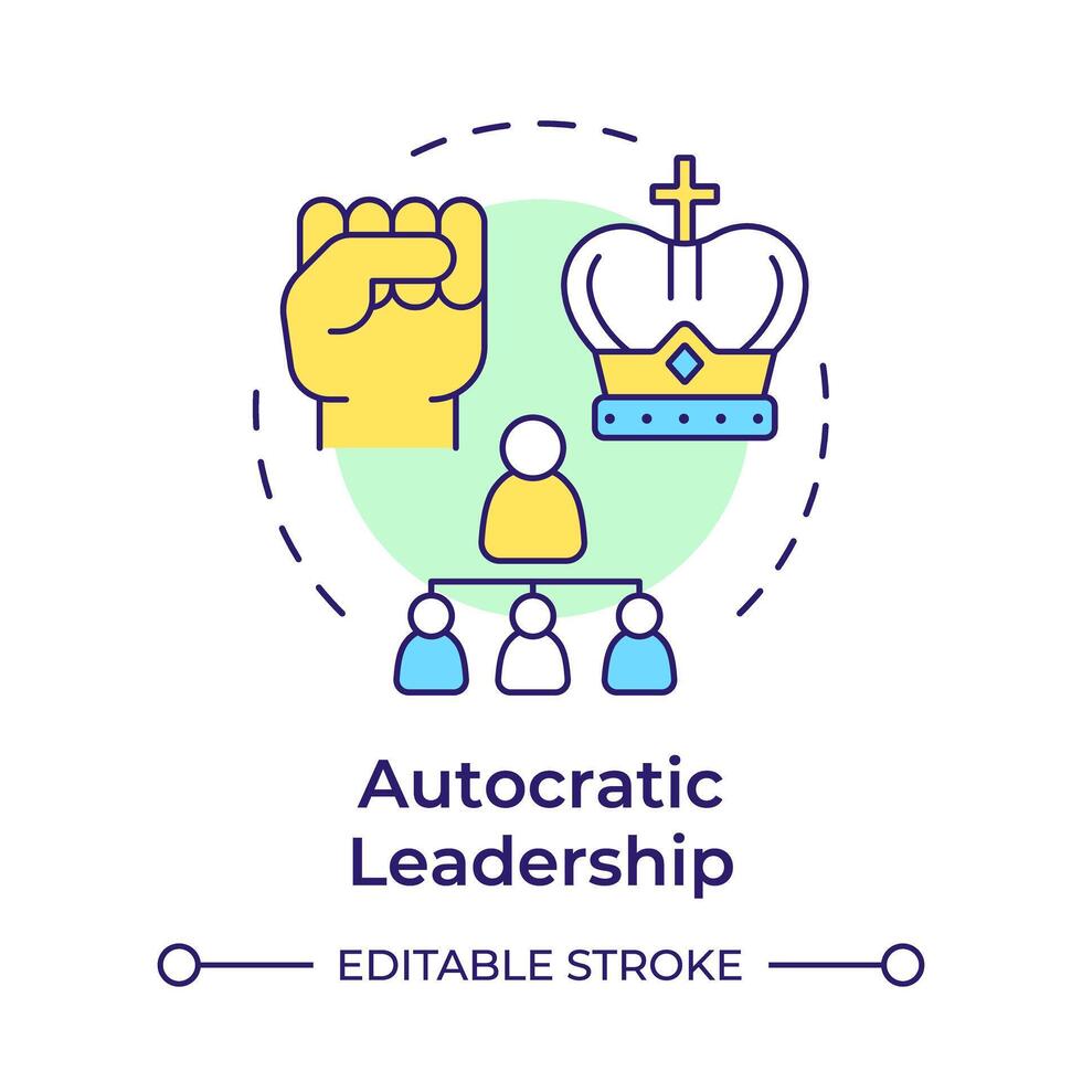 Autocratic leadership multi color concept icon. Decision making, organizational structure. Round shape line illustration. Abstract idea. Graphic design. Easy to use in infographic, presentation vector