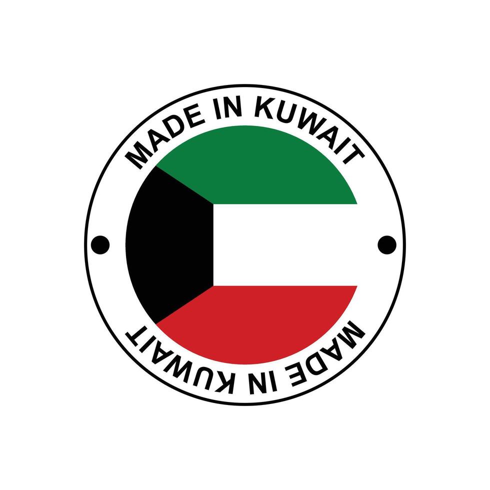 MADE IN KUWAIT circle stamp with flag vector