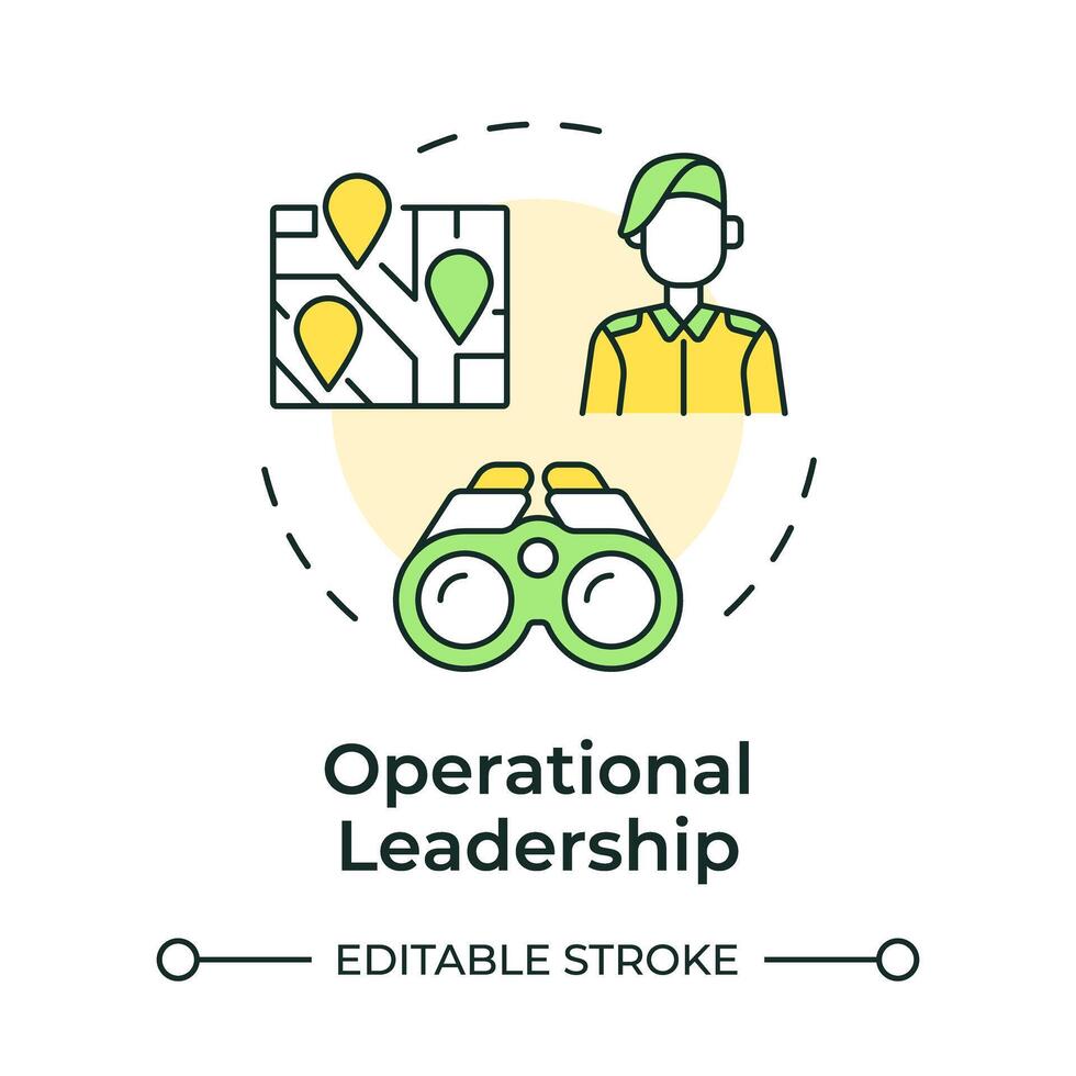 Operational leadership multi color concept icon. Military task, local map. Town location. Round shape line illustration. Abstract idea. Graphic design. Easy to use in infographic, presentation vector