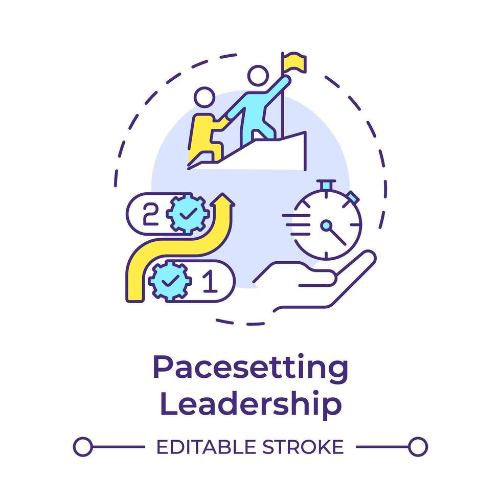 Pacesetting leadership multi color concept icon. Workflow organization, efficiency management. Round shape line illustration. Abstract idea. Graphic design. Easy to use in infographic, presentation vector