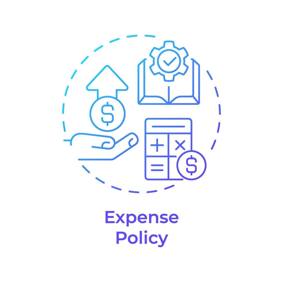 Expense policy blue gradient concept icon. Spend management, regulatory compliance. Round shape line illustration. Abstract idea. Graphic design. Easy to use in infographic, presentation vector