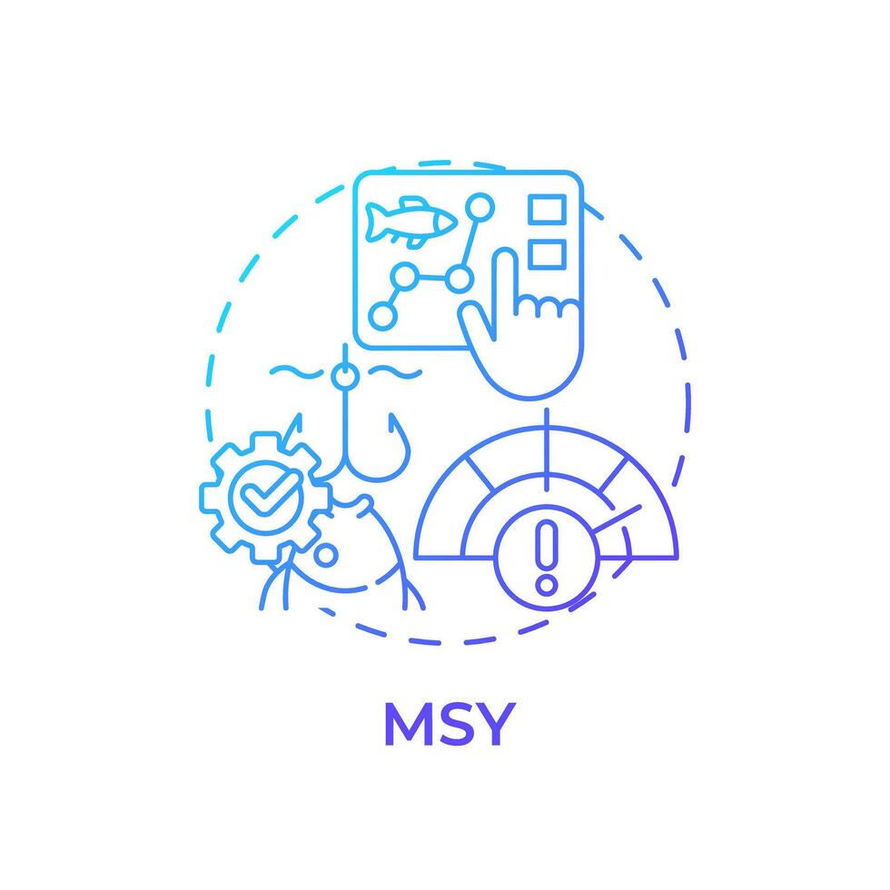 MSY blue gradient concept icon. Fishing limits, fisheries management. Fish analysis. Round shape line illustration. Abstract idea. Graphic design. Easy to use in infographic, presentation vector
