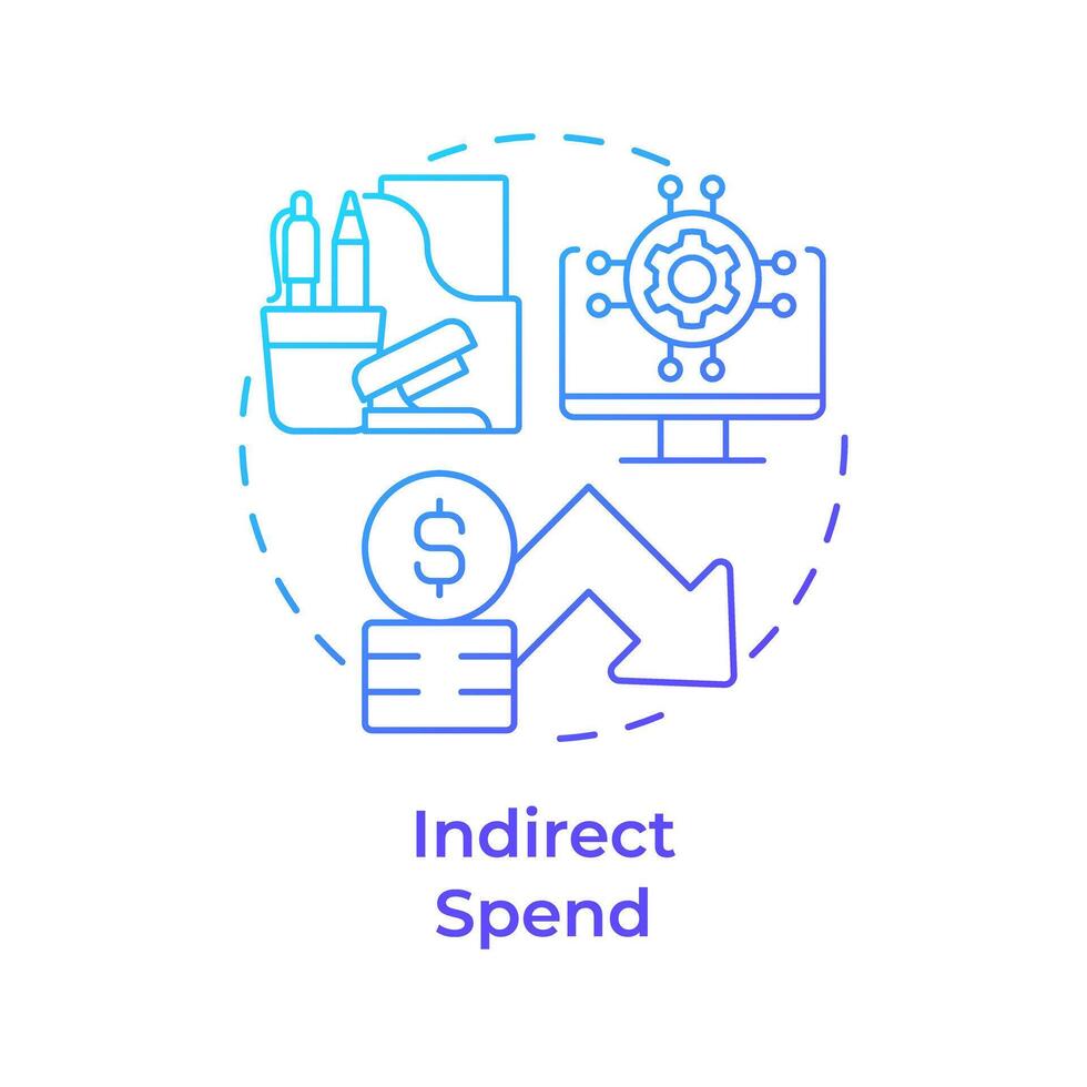 Indirect spend blue gradient concept icon. Expense submission, procurement. Cost reduction. Round shape line illustration. Abstract idea. Graphic design. Easy to use in infographic, presentation vector
