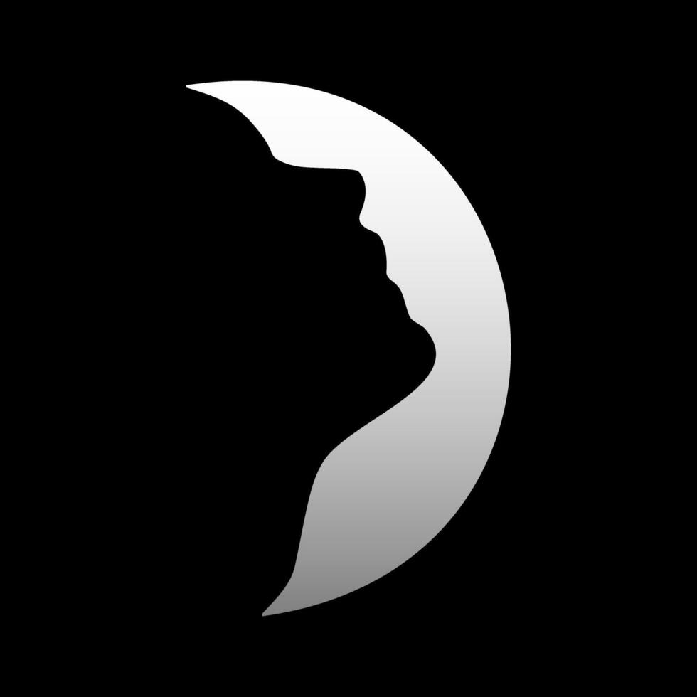 Creative logo profile of a girl on the moon vector