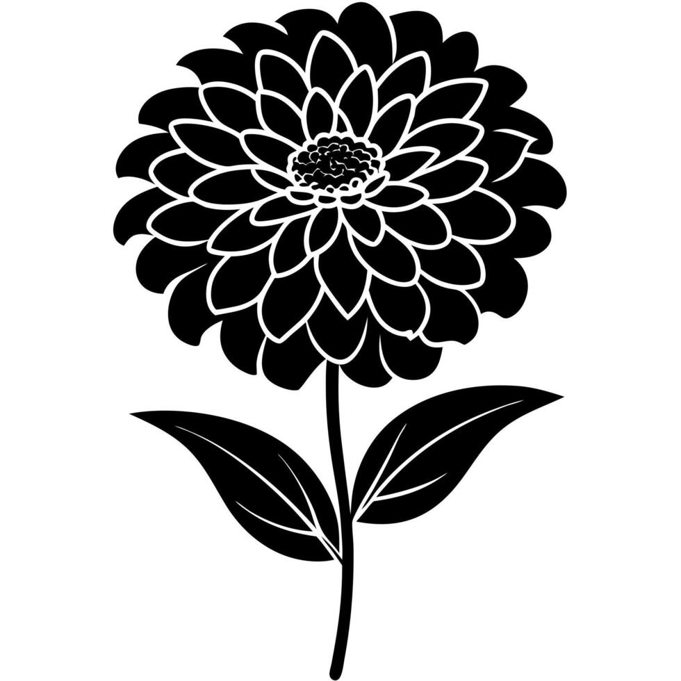 zinnia flower black silhouette vector