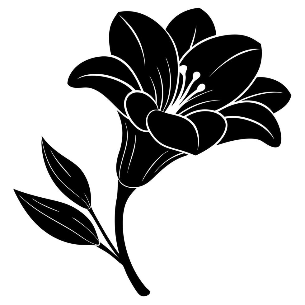 freesia flower black silhouette illustration vector