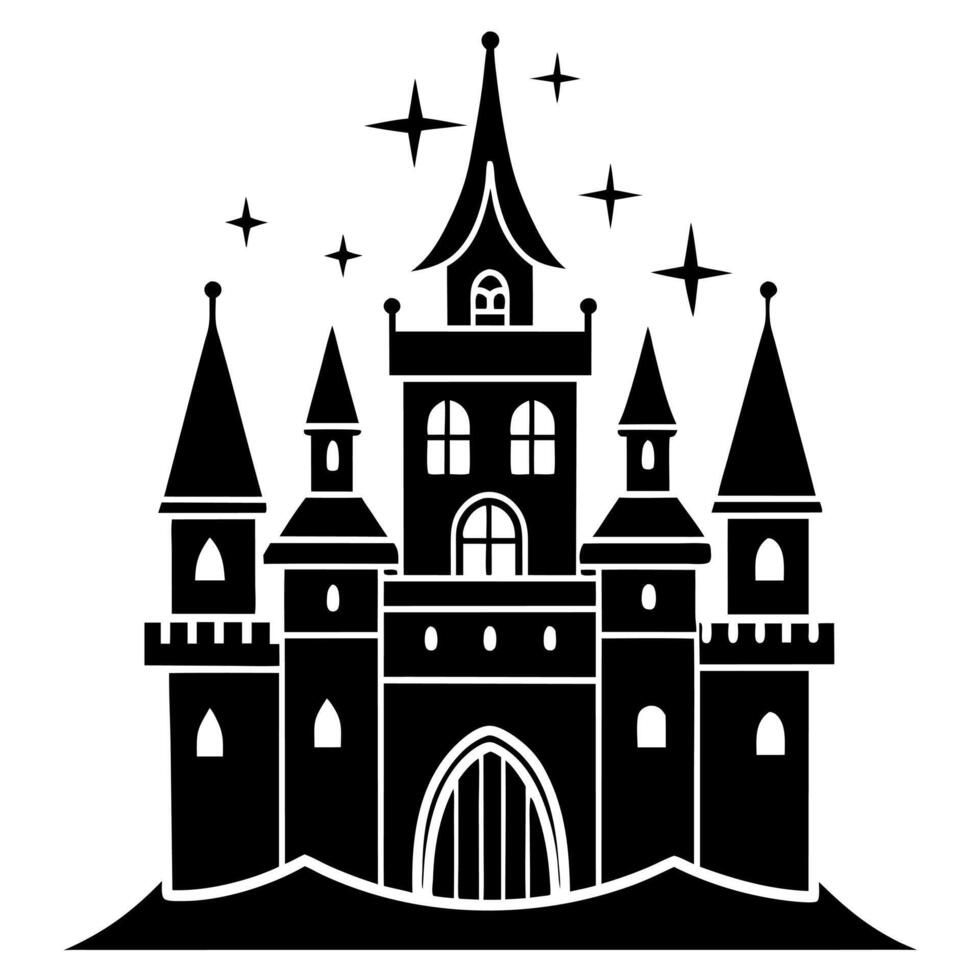 princess castle black silhouette illustration vector
