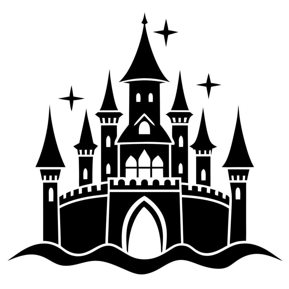 princess castle black silhouette illustration vector