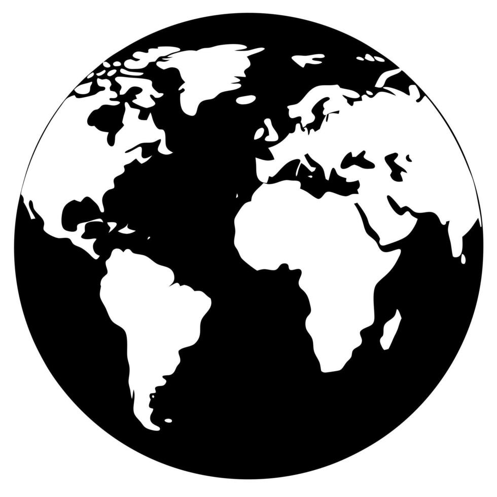 planet map globe black silhouette illustration vector
