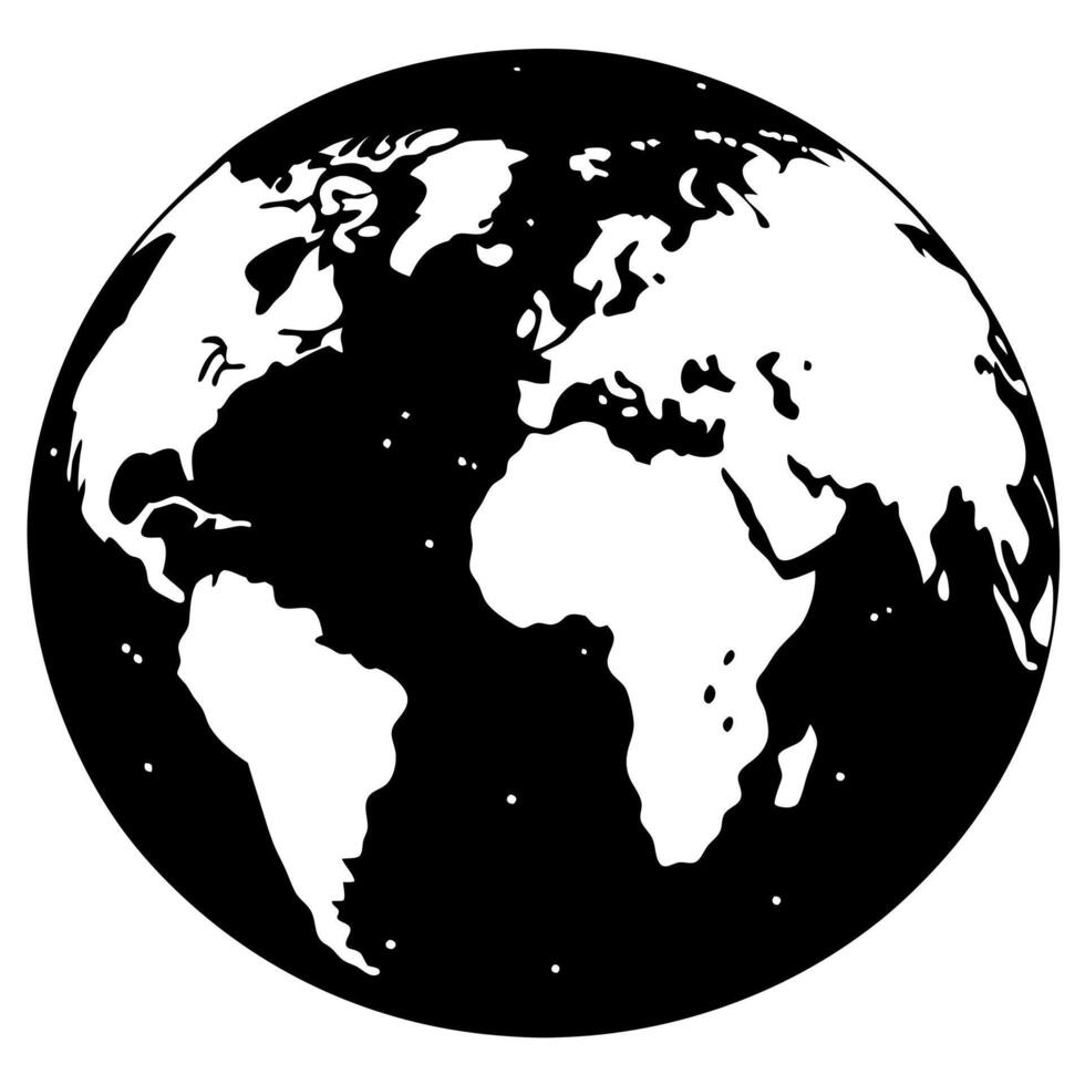 planet map globe black silhouette illustration vector