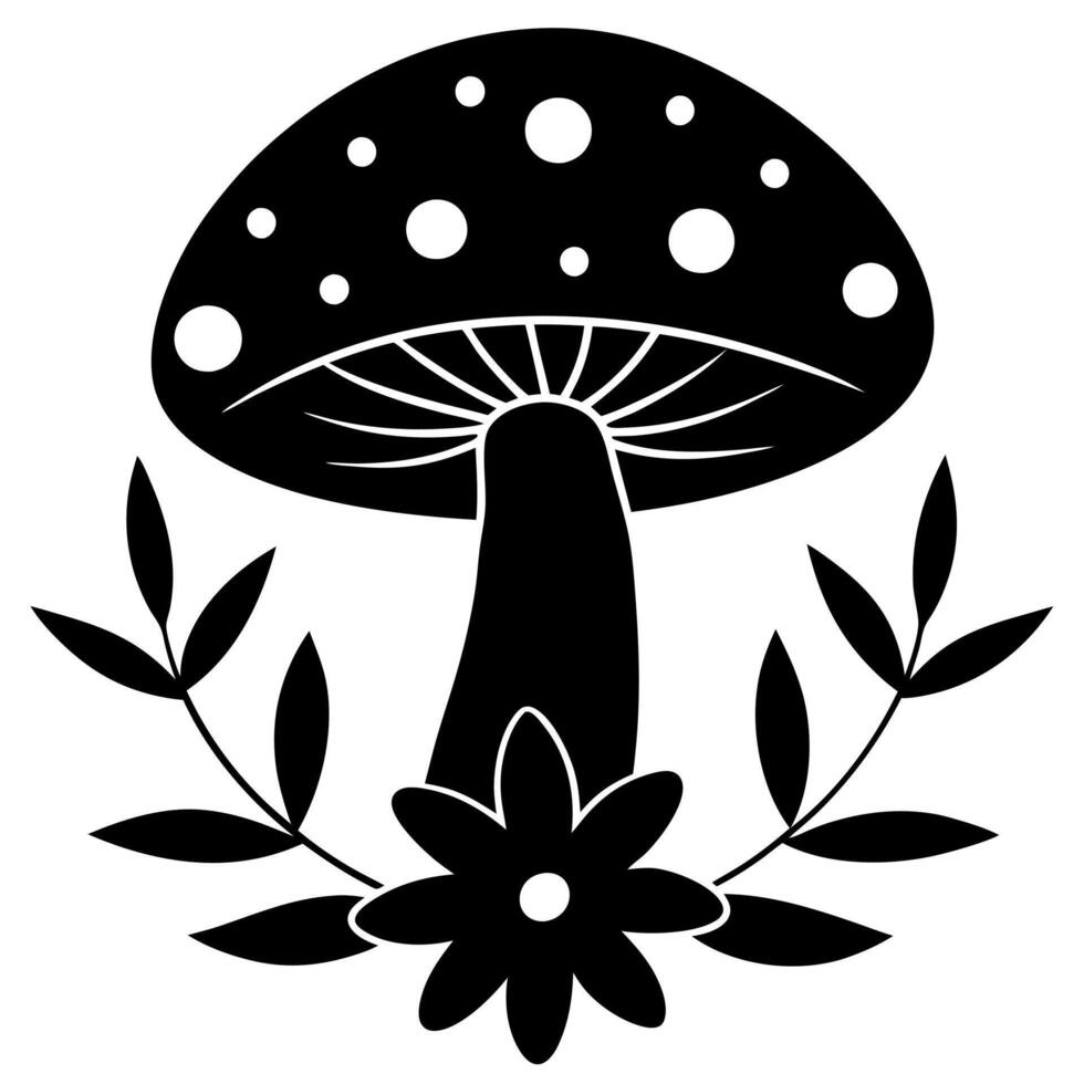 mushroom black silhouette illustration vector