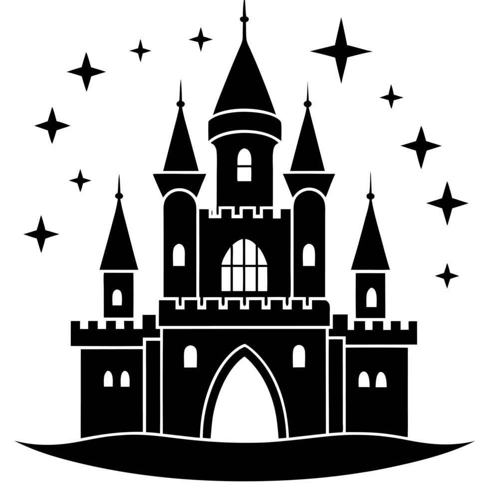 princess castle black silhouette illustration vector