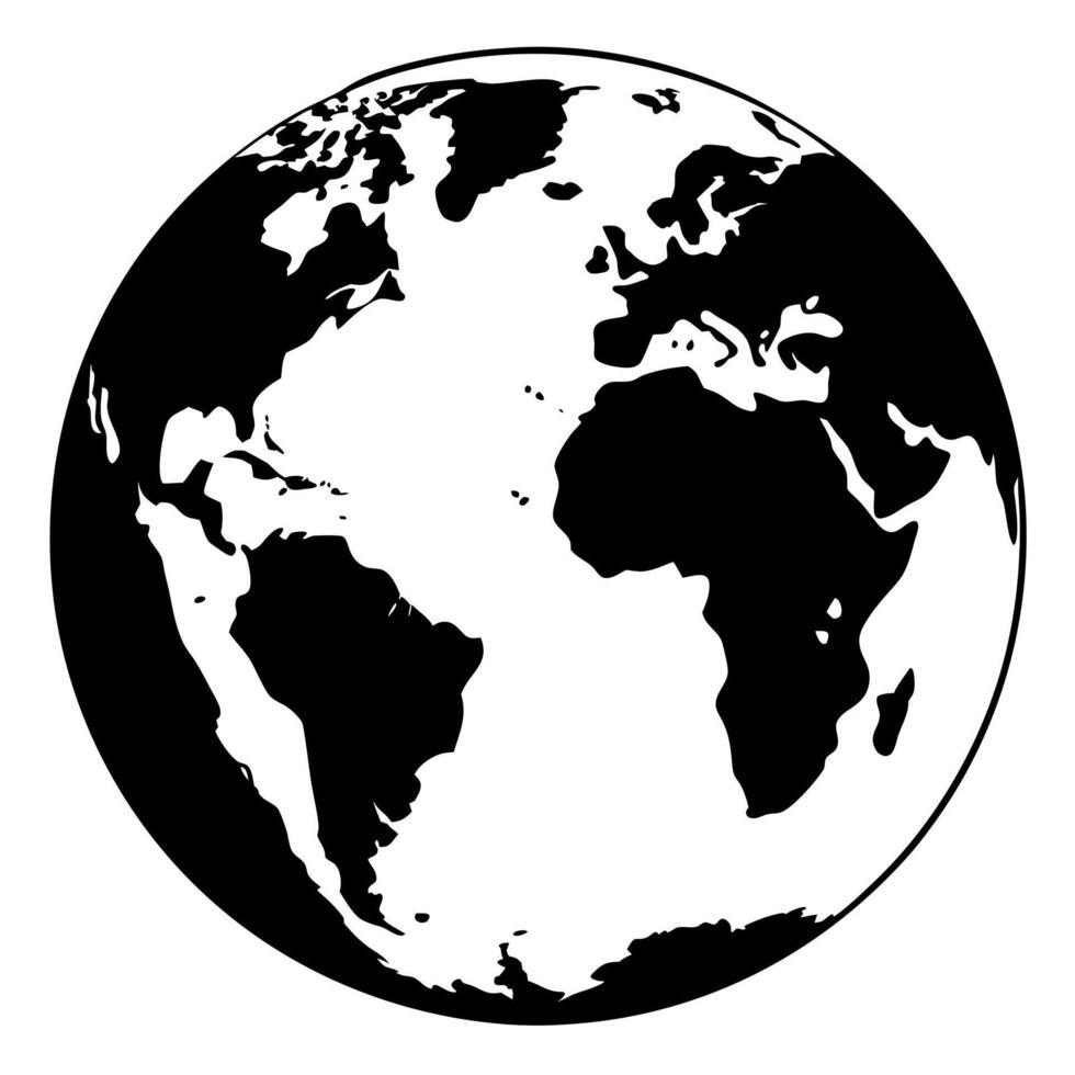 planet map globe black silhouette illustration vector