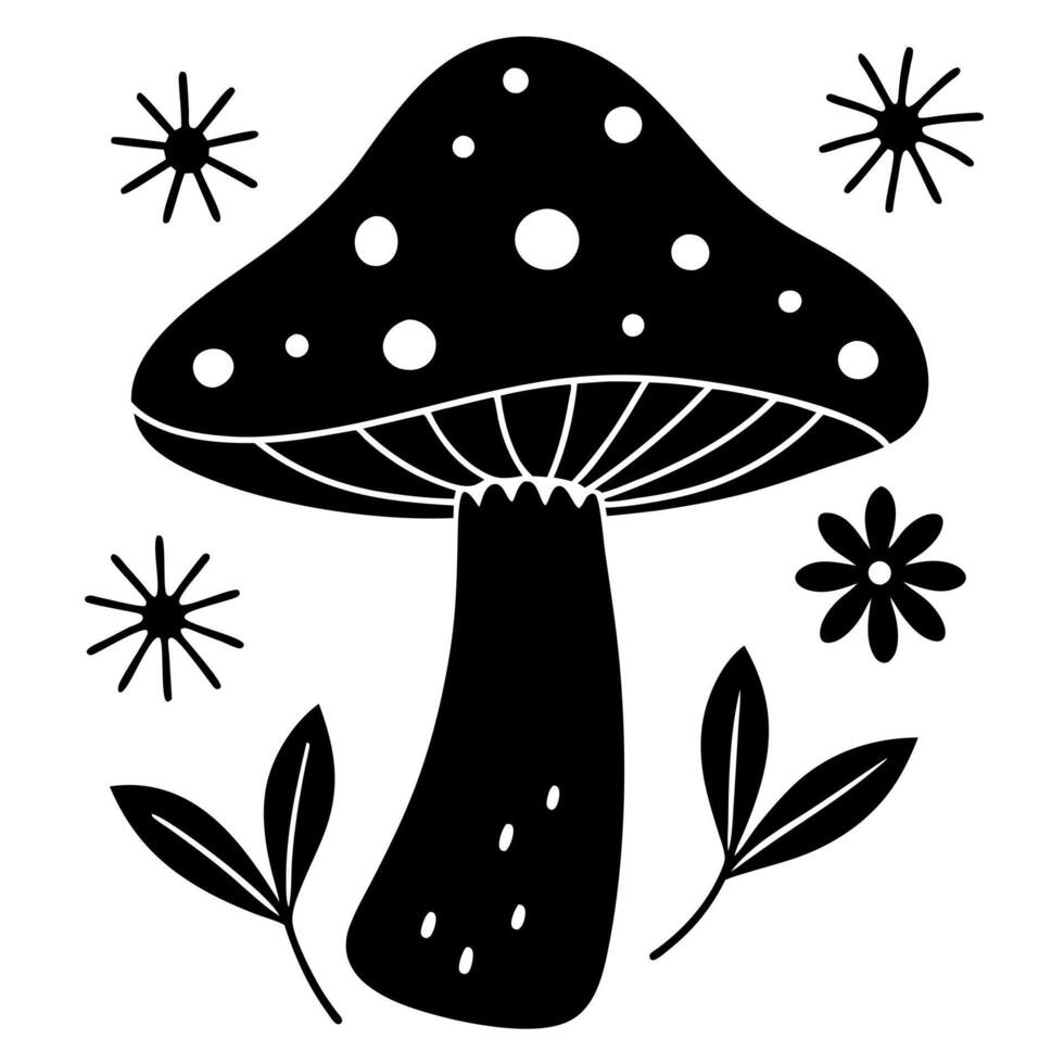 mushroom black silhouette illustration vector
