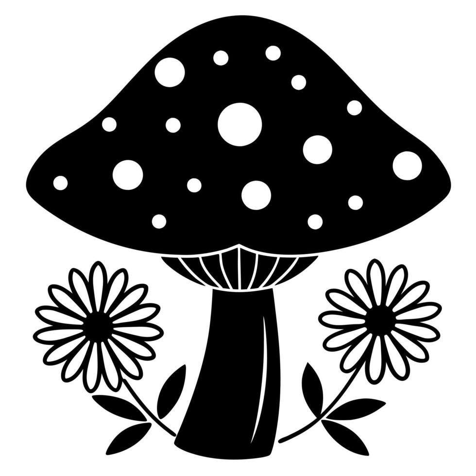 mushroom black silhouette illustration vector