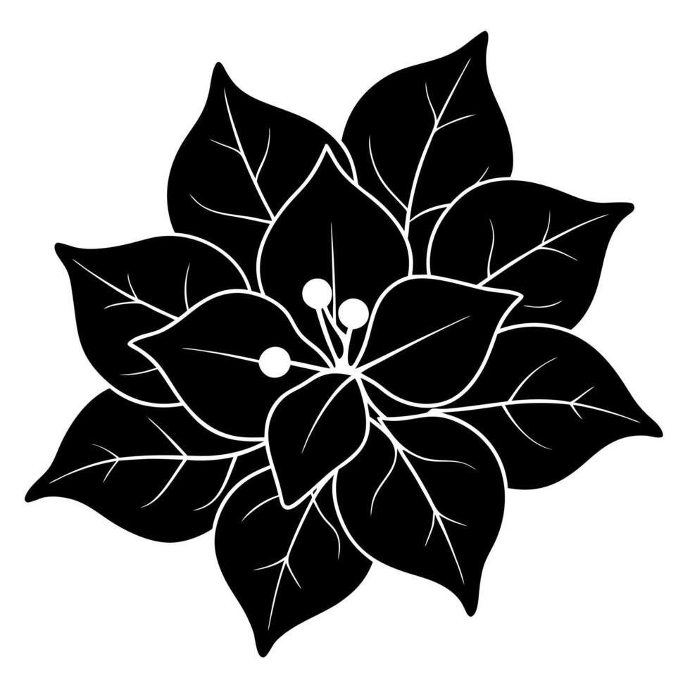 bougainvillea flower black silhouette illustration vector