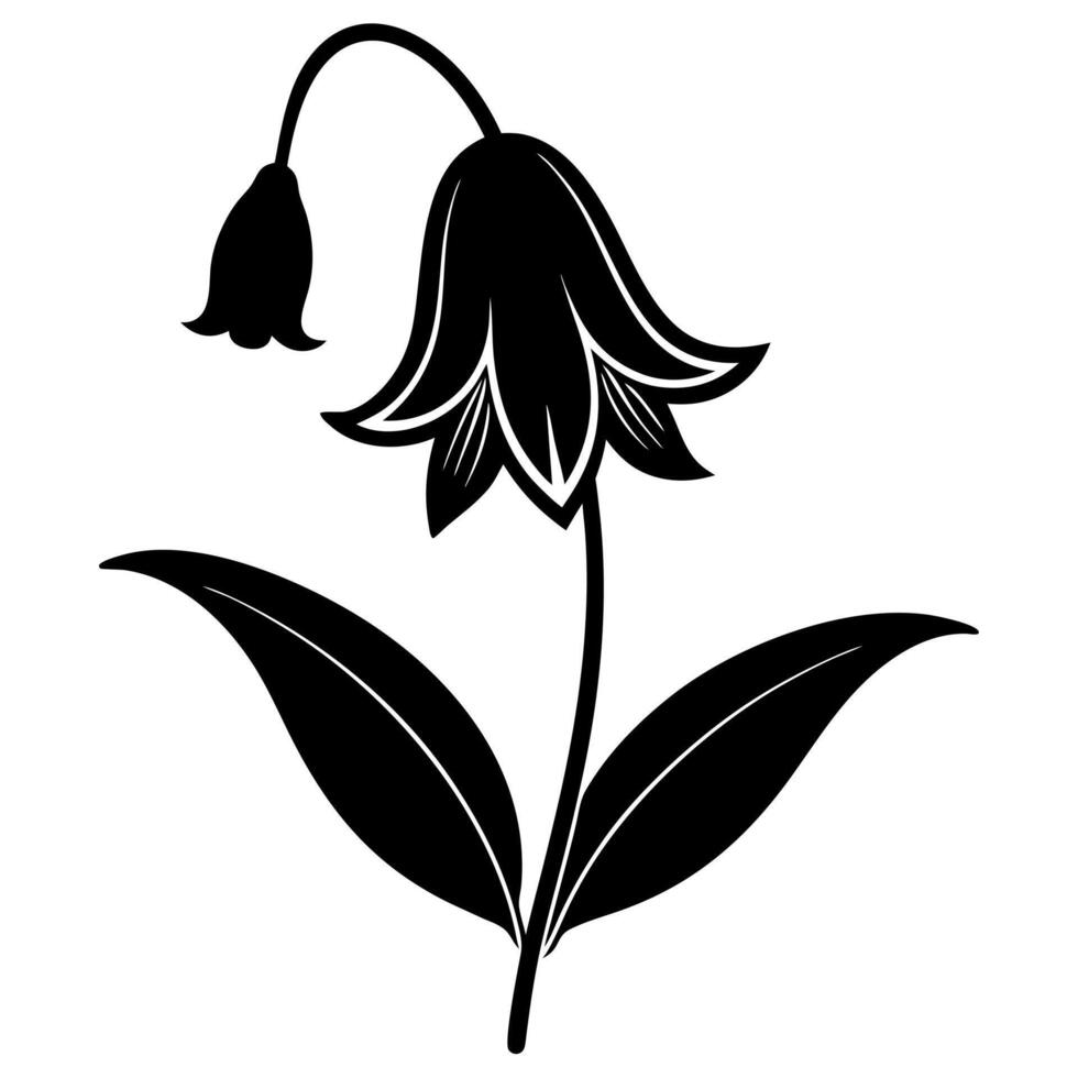 bluebell flower black silhouette illustration vector