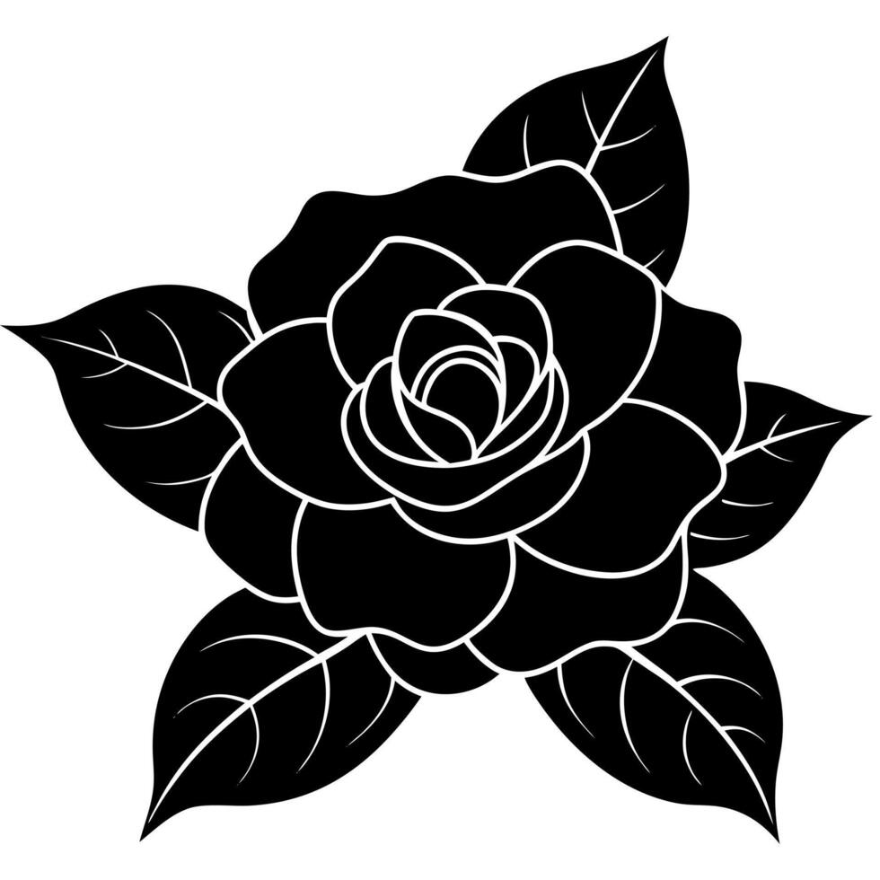 gardenia flower black silhouette illustration vector
