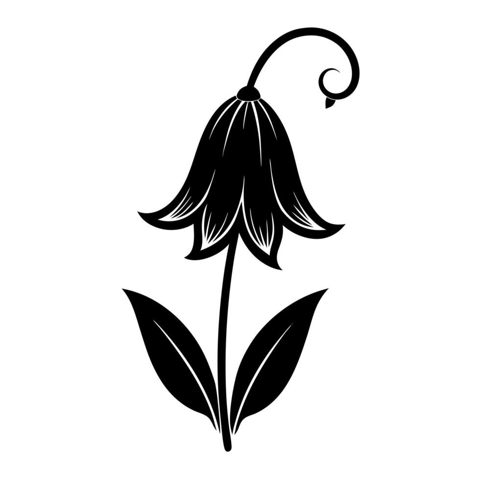 bluebell flower black silhouette illustration vector