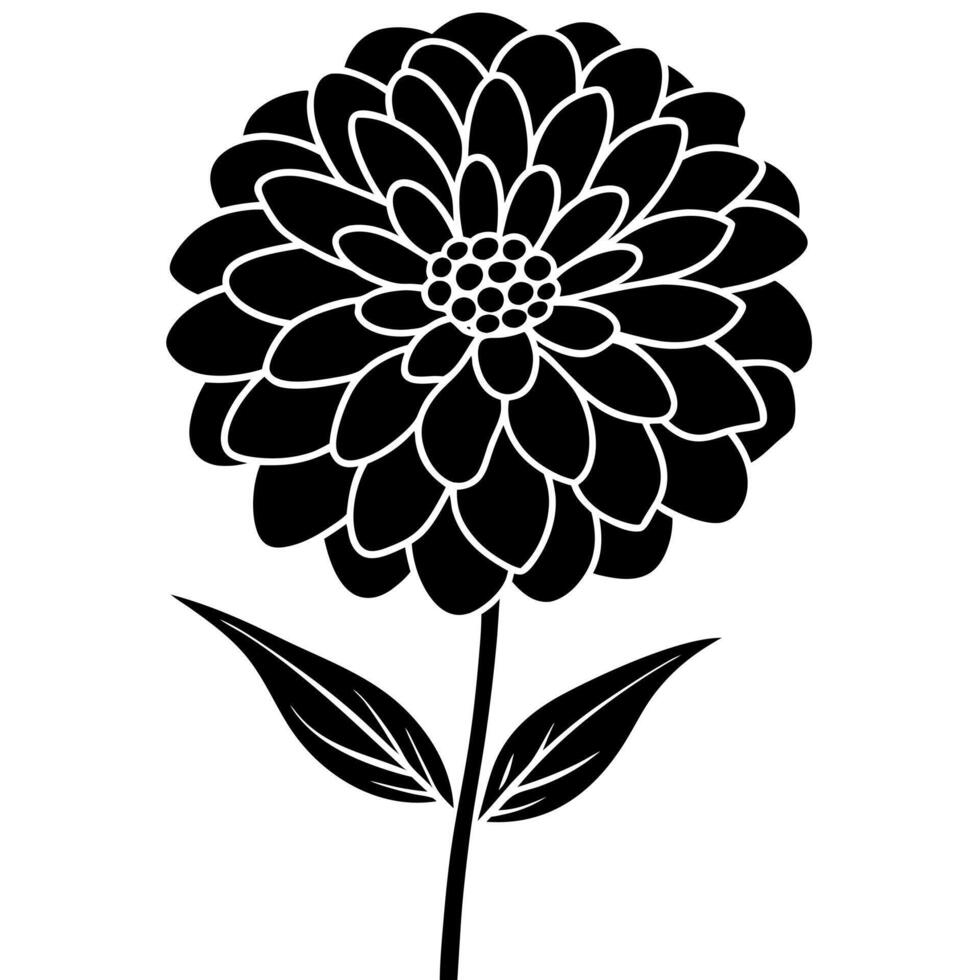 zinnia flower black silhouette vector