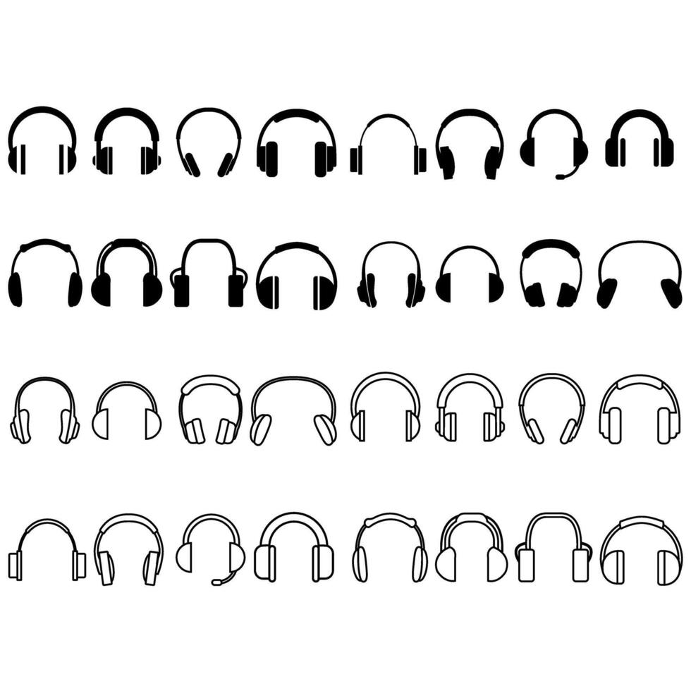 Headphone icon set. earbuds illustration sign collection. customer service symbol. call center logo. vector