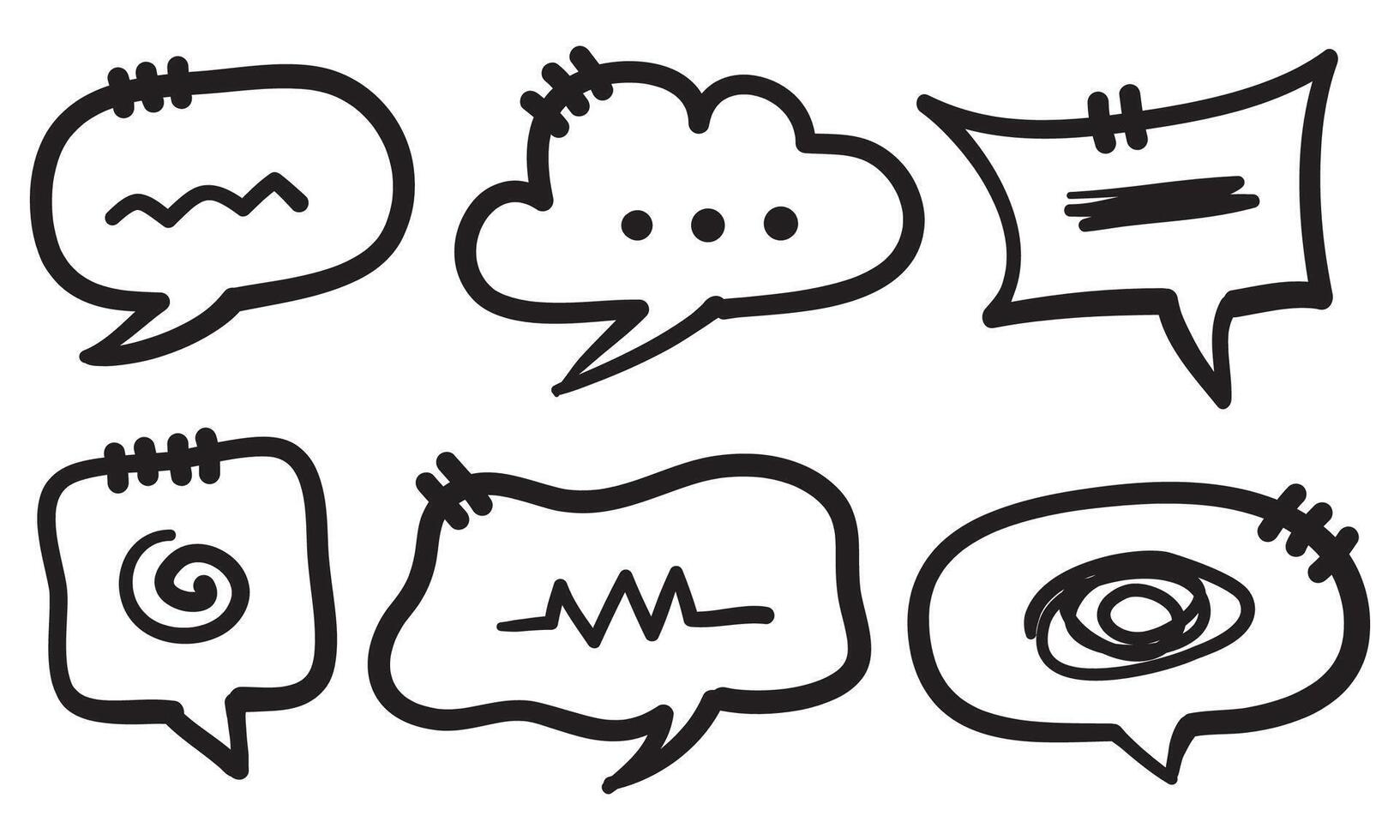 Hand drawn set of speech bubbles isolated . Doodle set element. vector