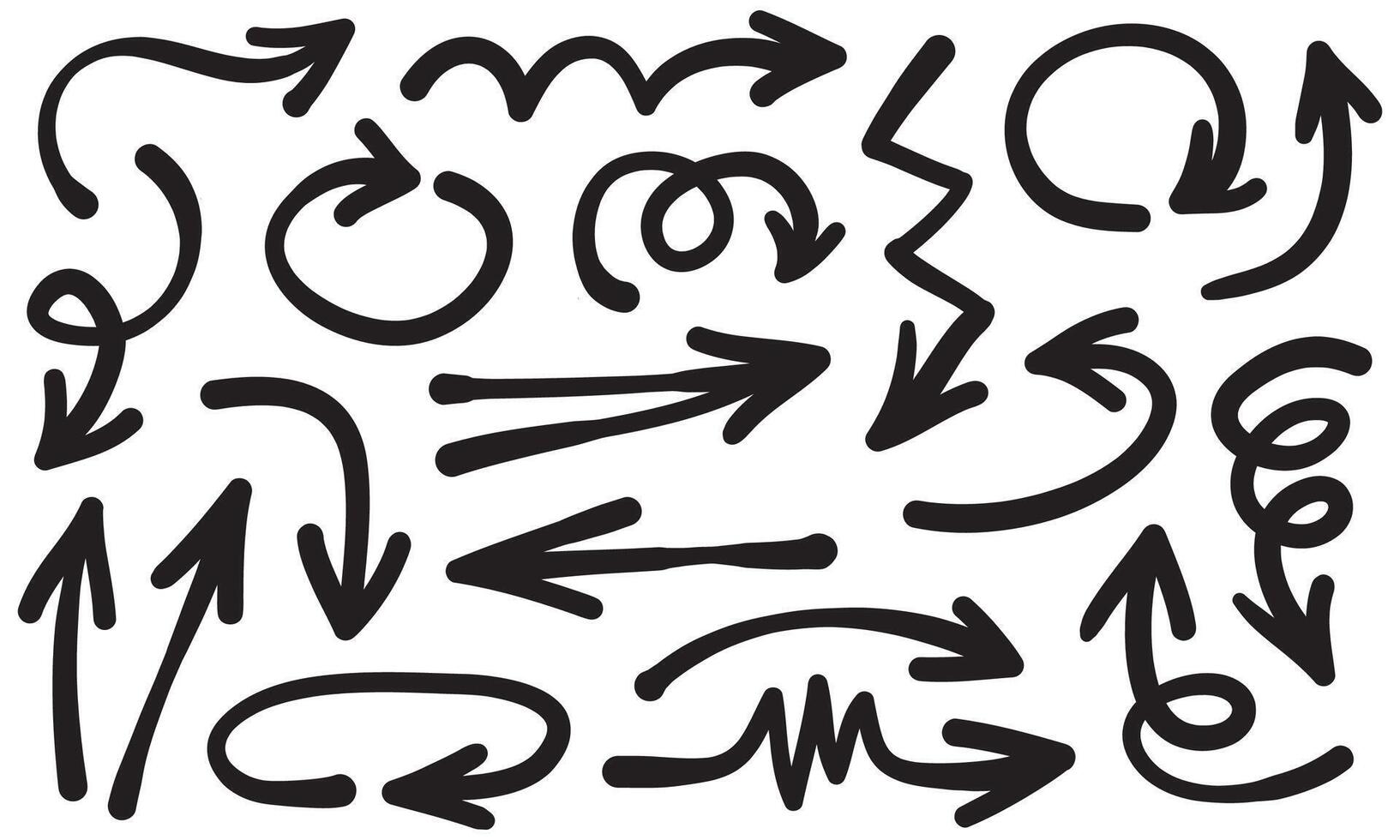 set of hand drawn arrows . doodle design elements. Illustration on white background.for business infographic, banner, web and concept design. vector